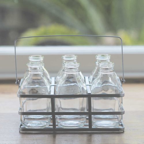 Glass ~ 6 Mini Bottles In Crate